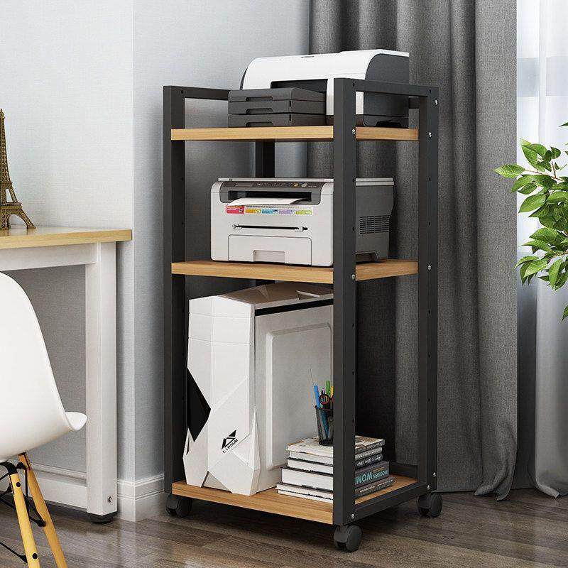 打机双层置收物架落地办公室柜移al23456动纳整理电脑印主机托架