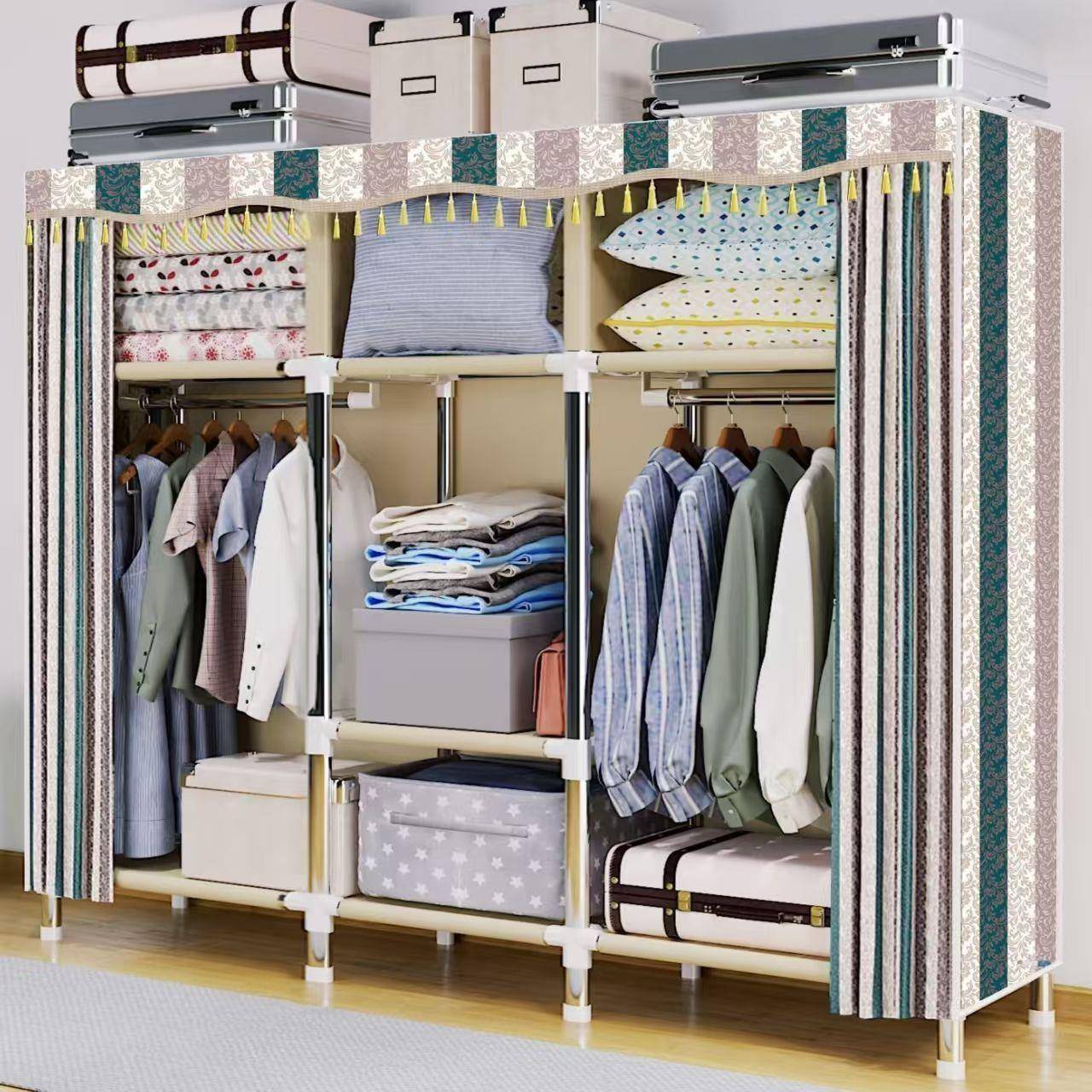 布柜易简衣柜家用卧出租屋加粗加厚RZD加固出租屋收纳柜衣子室简