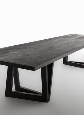 现代简工业风复古办约公桌黑色电脑桌会LOFT桌议实木长桌91790工