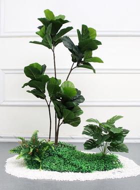 仿真绿植造景室内楼梯下假仿植20221027物盆栽落花景观旅人地蕉散