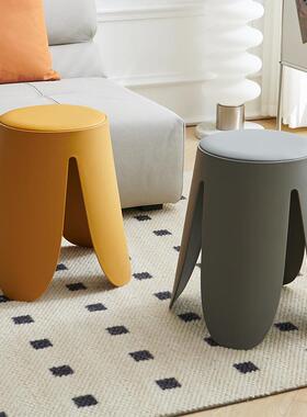 花瓣圆凳子料子凳子加厚家用可叠放凳板软包塑简约结DQB实高凳凳