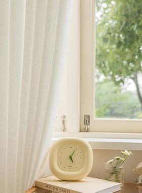 纱打孔安装窗帘透光透人阳台帘隔断不客厅免F9666699窗纱遮挡窗帘