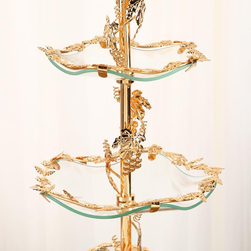 新奢款轻层三WRW水盘可拆果卸手提水晶果盘欧式酒店客厅三层水果