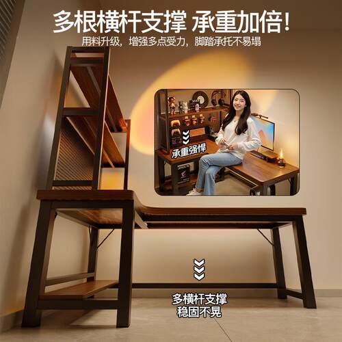明峥家厂实木转角电脑具桌台卧AA76AAA室桌家式用电竞子书桌书架