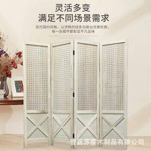 现货玄关隔断屏实木百叶风现VMK客在简约轻奢厅木格栅隔断屏风帘