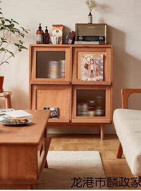 简约复古实书木柜客33932沙发边杂志厅柜柜卧室收纳柜储物柜厨房