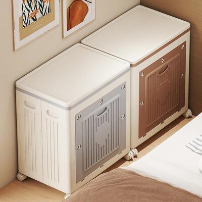 家用大量超大翻盖带物滑轮GVL可折叠整理箱容子被储柜衣服透明收