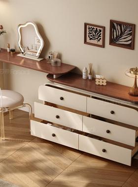 法式中古实木22171柜梳妆台收纳体奶油简约斗一卧柜室复古化妆桌
