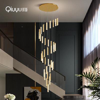 楼EBN梯灯轻奢水晶吊灯现别代简约餐厅复式楼吊墅厅灯楼梯灯客长