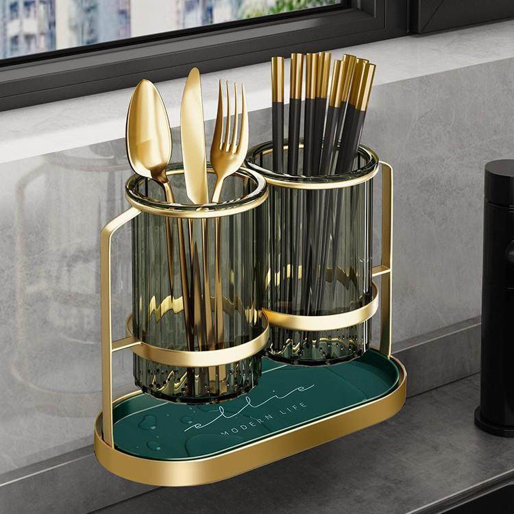 轻奢筷子置物架壁挂家用筷子筒厨房家庭新款沥水收纳盒筷子篓西辰