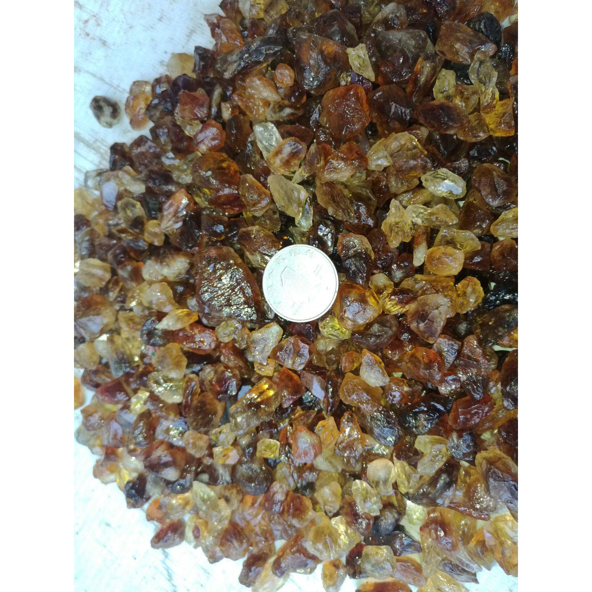 天然巴西黄水晶原石未打磨水晶矿物晶体原料珠子料