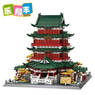 小颗粒积木万格新品中国江西南昌滕王阁建筑街景拼装儿童玩具