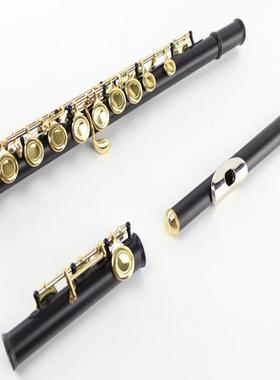 吹奏乐器彩色长笛16孔闭孔C调长笛白铜B尾E键黑色长笛