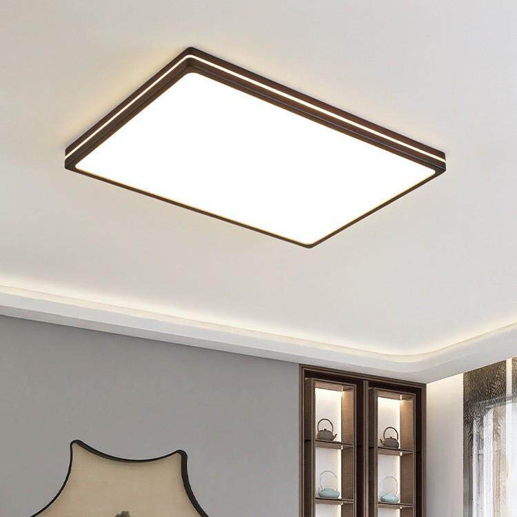 极简新中式客厅灯胡桃木色实木led灯现代简约卧室吸顶灯中山灯具