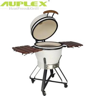 新款22寸陶瓷烧烤炉现货熏烤一体省炭烧烤架滑轮可移动BBQ烤鸡炉