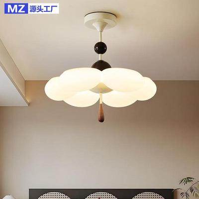 法式中古风卧室吊灯奶油风2025年新款全光谱护眼主卧房间吸顶灯