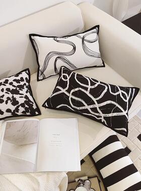 cs轻奢黑色系组合沙发腰枕客厅艺术腰靠办公室车载时尚护腰靠包其