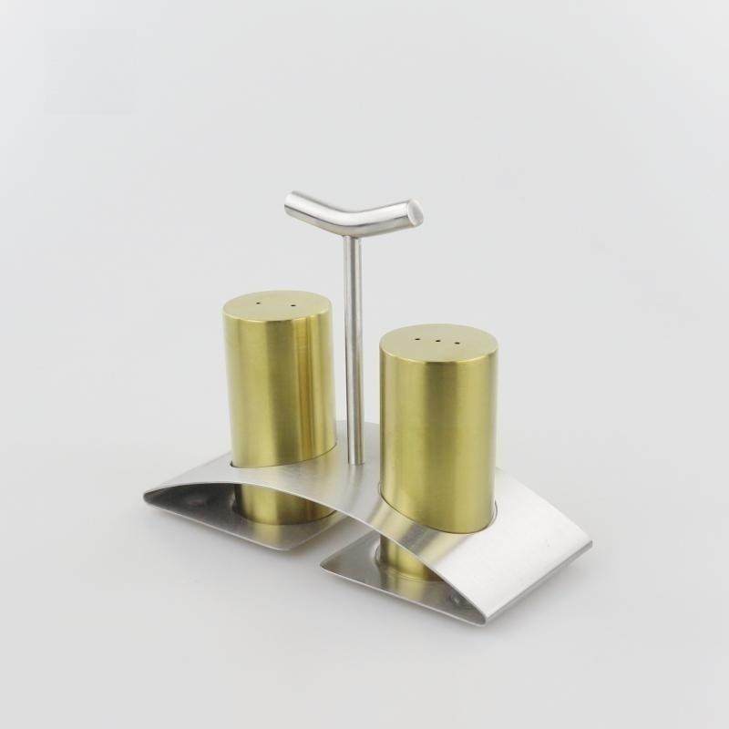 电镀不锈钢调味瓶调味罐连架餐厅厨房调料盒撒胡椒粉瓶撒盐撒糖罐