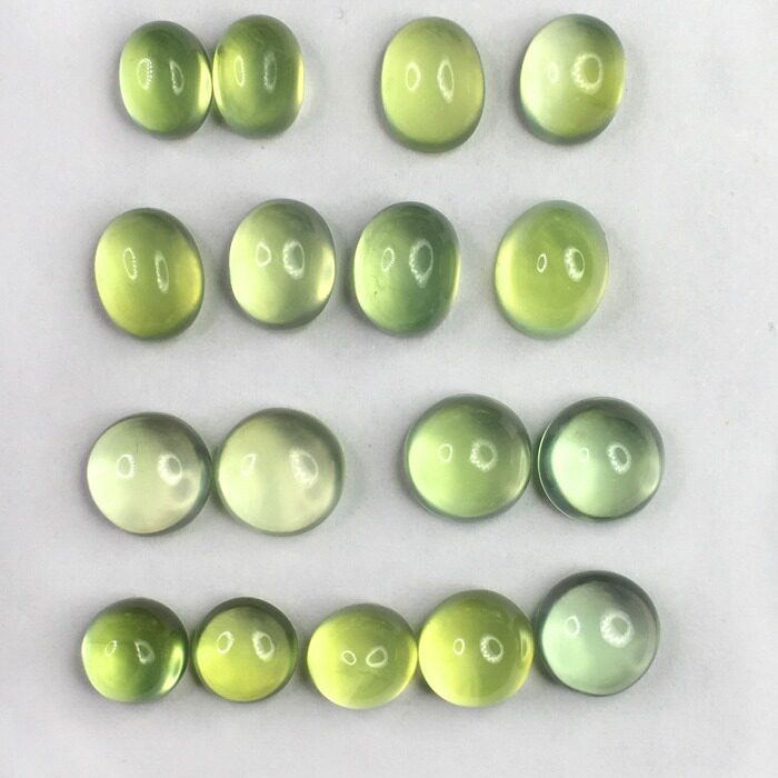 优质天然葡萄石 圆形水滴形椭圆形 裸石戒面 质量好色泽亮 量多