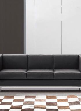 柯布西耶Lc2黑色服装店休息小户型不锈钢双人办公接待室简约沙发