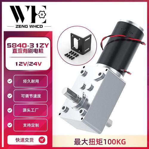 5840-31ZYS涡轮蜗杆减速电机双输出轴减速马达窗帘机广告牌马达