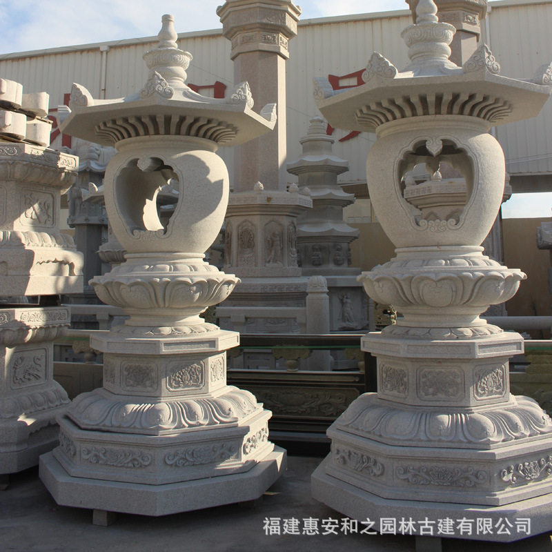 中式传统石灯寺院长明石灯塔加工石雕石灯设计独特手工雕刻