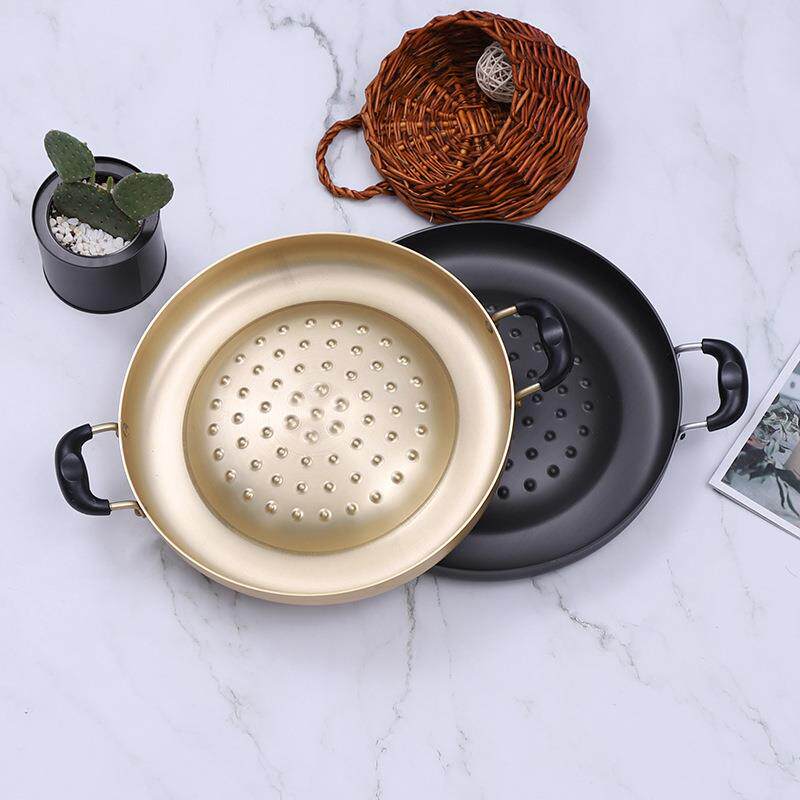 不锈钢不粘平底锅加厚双耳凸面拱形烙锅多用途凹凸面罗锅烙饼锅