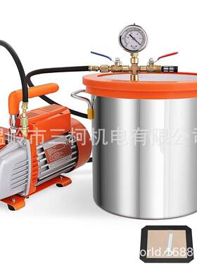 2018新款3加仑不锈钢脱泡桶单级2L真空泵5CFM抽气泵