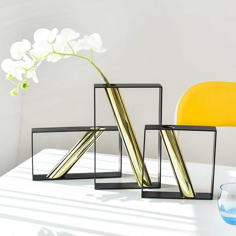 北欧金属花器立体几何摆件家居饰品现代简约创意客厅玄关花瓶摆设