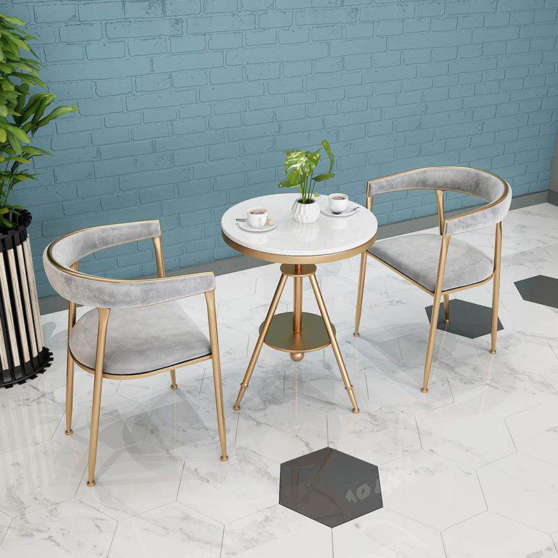 北欧简约大理石餐桌椅甜品奶茶店洽谈桌椅家用休闲阳台桌椅套装