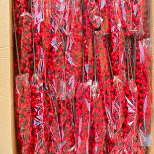 一箱红果子发财果新年春节摆件圣诞果年宵福桶花材仿真冬青