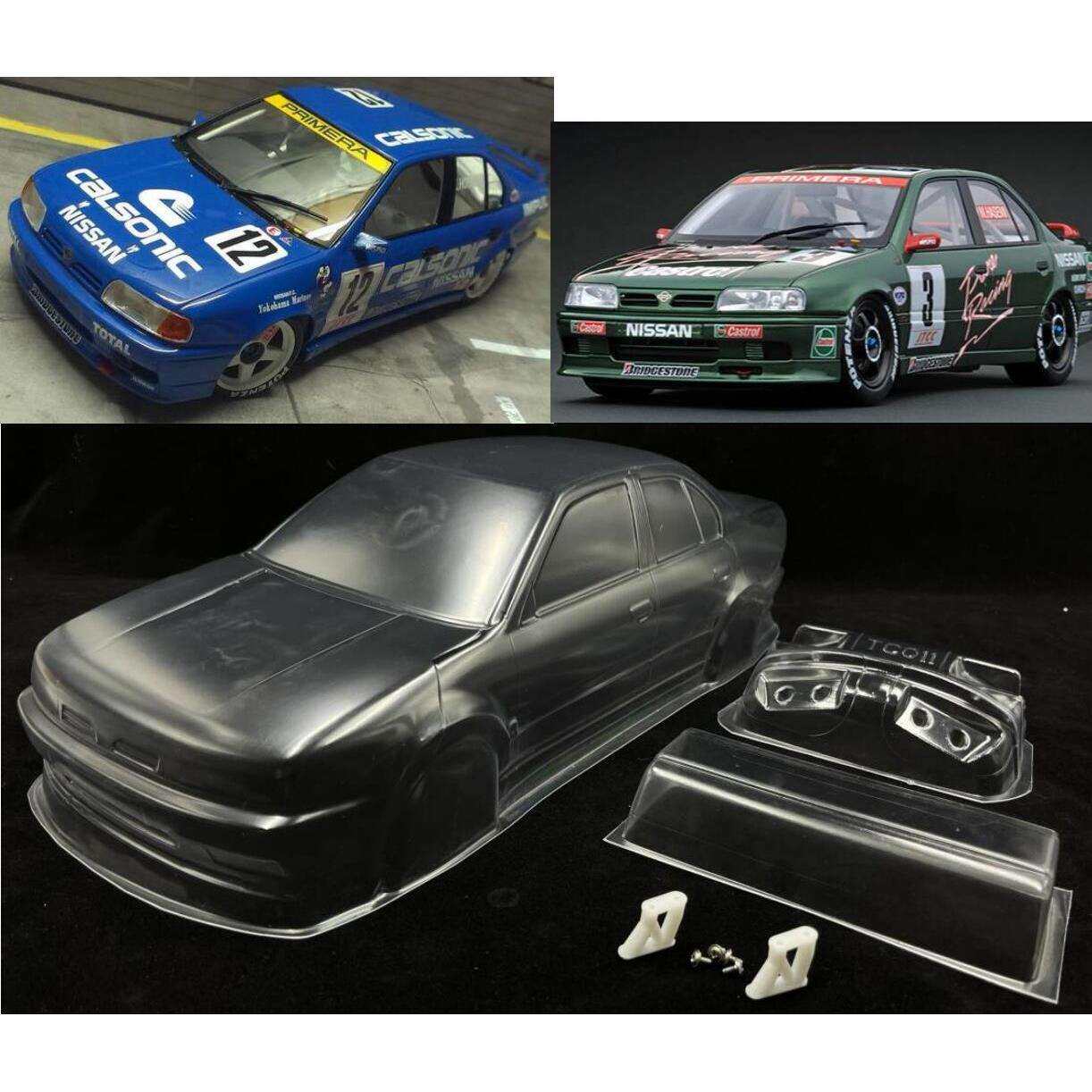 1/10平跑车壳漂移车壳NissanPrimeraJTCC电房透明PC车壳190mm