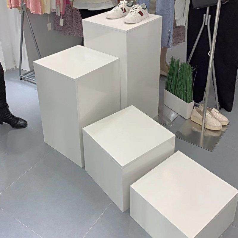 地台服装店展示台橱窗方形模特白色站台底座陈列展柜展会展台木质