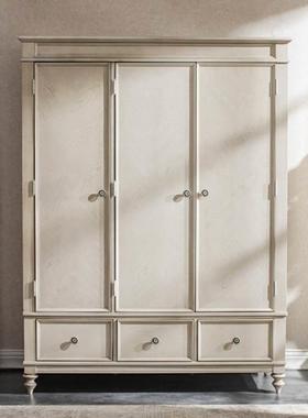 RH美式乡村实木衣柜卧室大柜子储物柜复古白色挂式收纳衣橱