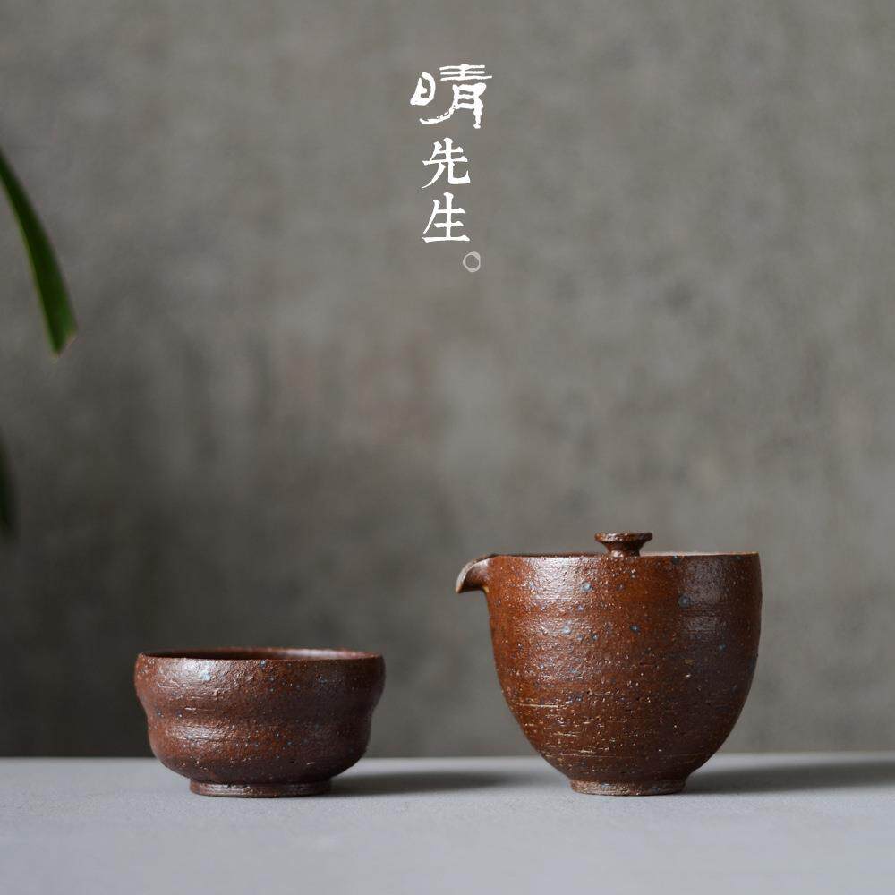 粗陶快客杯日式陶瓷茶具手抓壶功夫手抓盖碗无釉小号防烫泡茶器