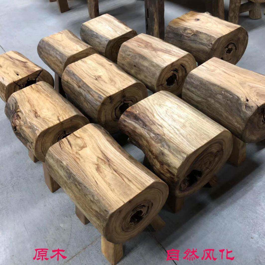 原生态家具实木矮凳休闲凳创意风化木墩凳香樟木吃饭凳子
