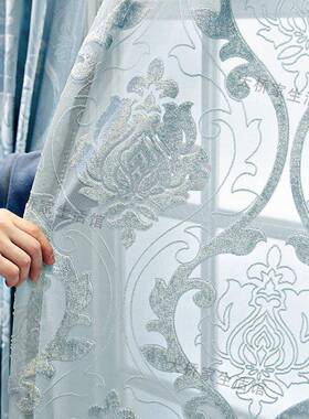 新品式浮雕窗室客厅35690阳台欧透光不透人防晒遮纱阳纱帘卧遮光