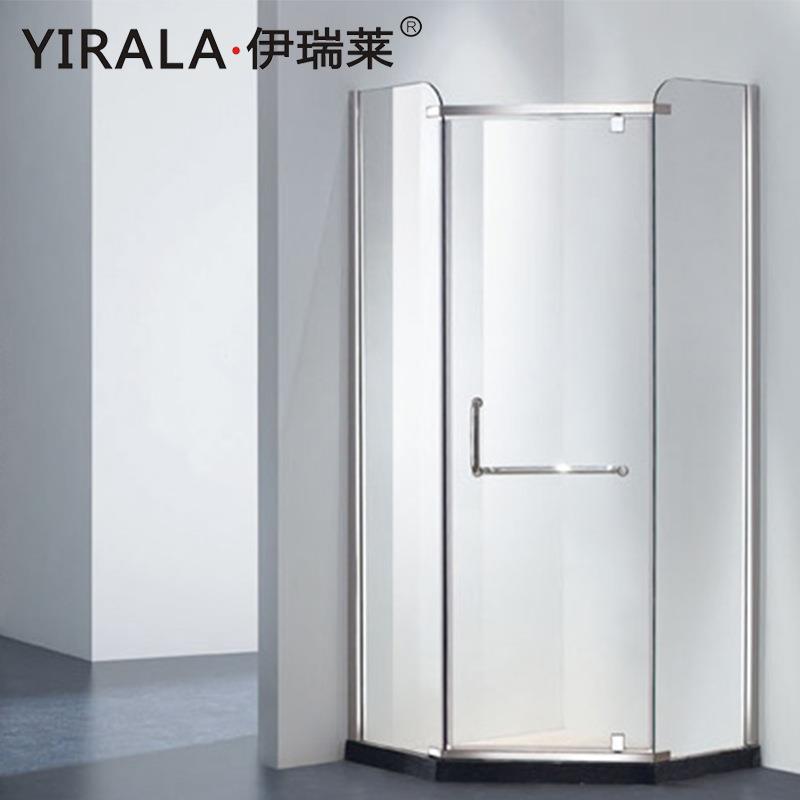 酒家钻石钢化玻璃淋037浴房一体式隔断单开型门不锈钢型材淋用浴