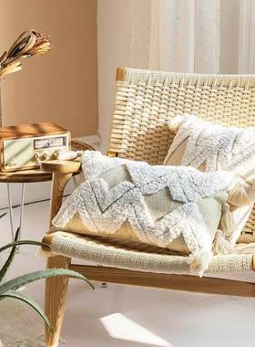 摩洛哥风枕簇方绒枕刺绣全抱棉长枕正XCD形流苏芯靠枕客厅装饰可