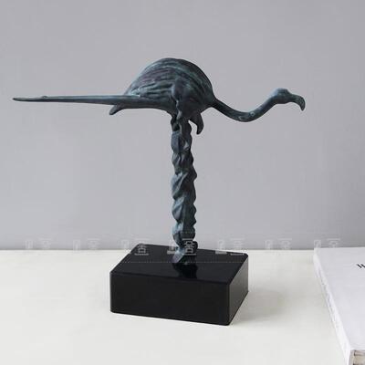 复古板中式高玄档铜鸵鸟摆件样间售楼处别墅入户关酒柜FSB452软装