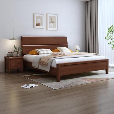 全木榉木实17531现代简约1.床8m中小户型主卧双人实木高床箱储物