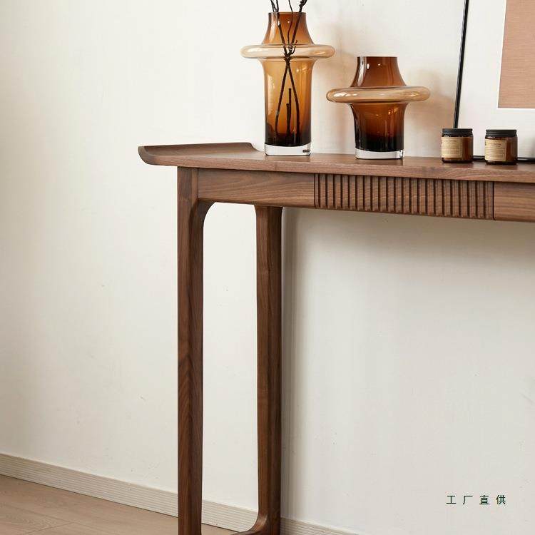 新中式玄关实户桌黑胡桃木木供桌香条案入走廊78362玄关台靠墙极