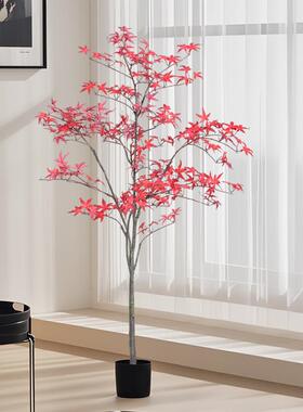 假真红枫栽树枫叶树假树盆大型室内SCH外庭院造仿景落地装饰摆件
