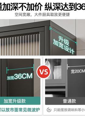 厨房物架落地多层收纳柜置置物柜储物柜多子功能柜橱带门蔬菜DFO