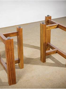 6R奥坎用巴花实支木大板桌脚桌子腿三家脚架茶SUM桌茶台脚架木质