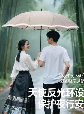 一片式值雨长柄伞仿竹手柄高颜自动伞PNE暴雨专大号直杆伞加用固