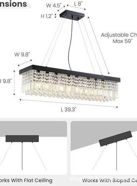 亚逊跨境水晶灯台现代轻马OCP奢厨房岛屿吧K厅9水晶长方形餐吊灯