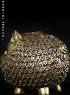 铜福猪NSQ存头生摆件铜猪工艺品钱罐猪头存钱肖罐