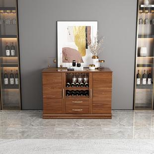 中式 餐木厅酒餐柜FOG一体靠墙门玄关置物架厅 实木边柜胡桃新中式