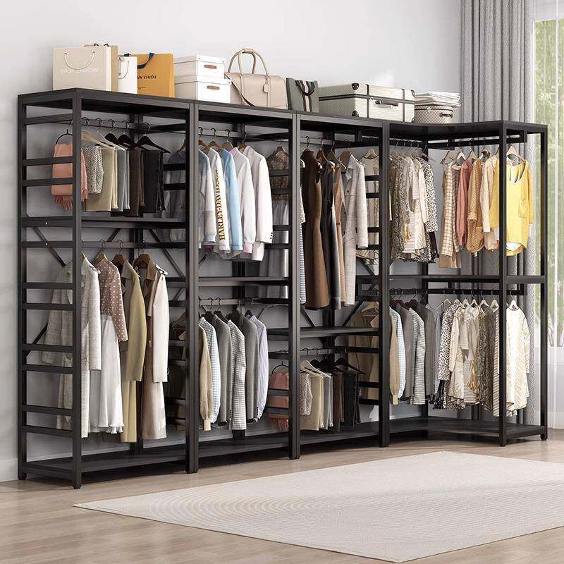 ?衣帽金属衣柜RBL间落地挂衣架家用间卧室衣帽子组装简架易开放式